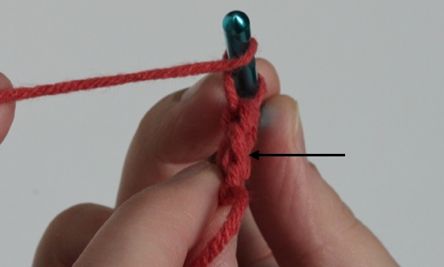 9 - Insert hook through the chain created in previous stitch